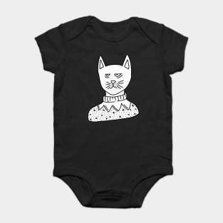 Tired Cat with Xmas Jumper Sticker Baby Bodysuit